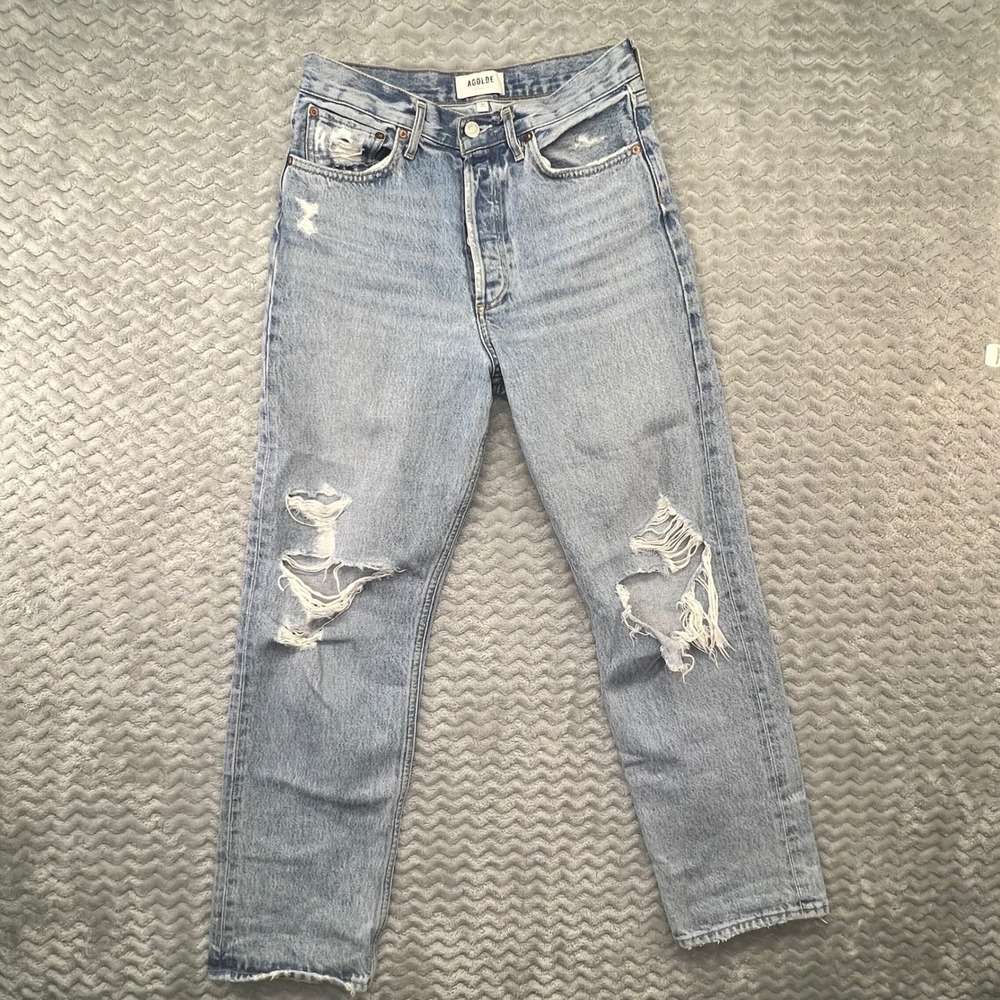 AGOLDE Denim Jeans Women's Size 25 Distressed Ripped Destroyed Light Wash